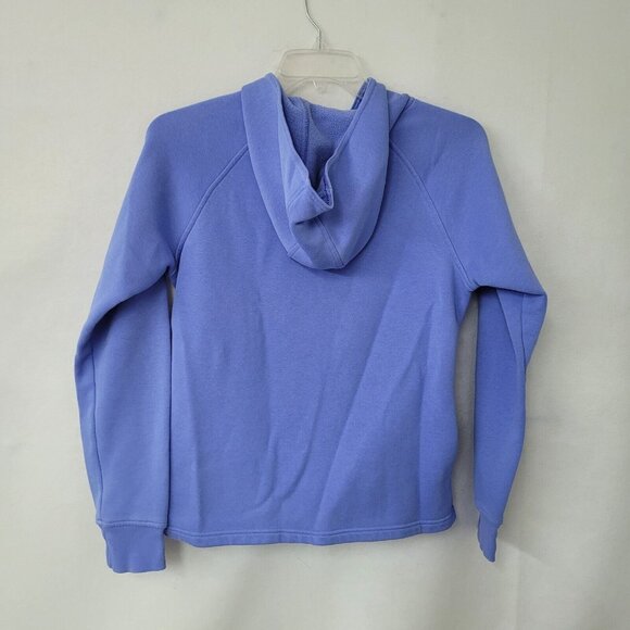 Adidas Sweatshirt Womens M Three Stripe Logo Hoodie Blue Kangaroo Pocket *Stain - Picture 5 of 14